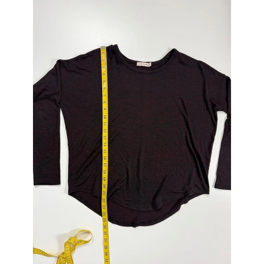 Rag & Bone JEAN Womens Medium‎ Burgundy Black Space Dye Long Sleeve High Low Top
